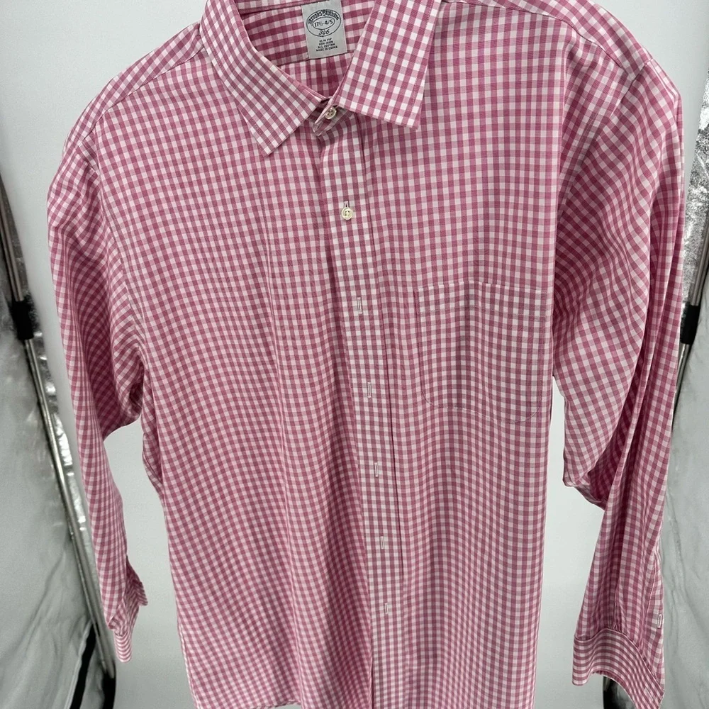 Brooks Brothers Pink Checkered Casual Button Down Shirt